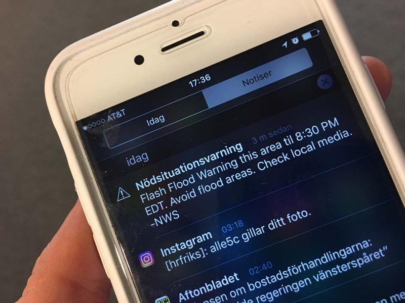 Varningsmeddelande som sms