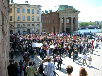 Så här ser det ut på Mynttorget, vid riksdagshuset i Stockholm.