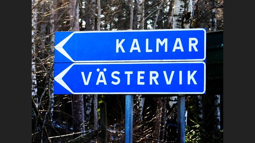 Vägskylt Kalmar Västervik